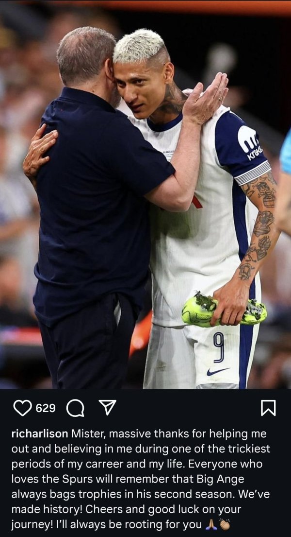 Richarlison bid farewell to Obo: We have created history together and wish you good luck in the future