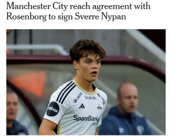 TA: Manchester City will sign 18-year-old Nipan and is expected to be loaned out for one season to continue growing