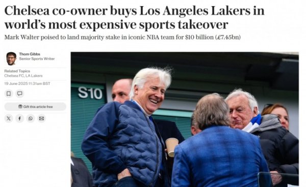 Telegraph: Chelsea co-owner Walter will acquire Los Angeles Lakers for $10 billion