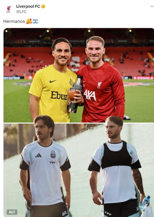 Selected for the Argentina national team together! Liverpool social media posted a photo of Micah and his brother: brothers